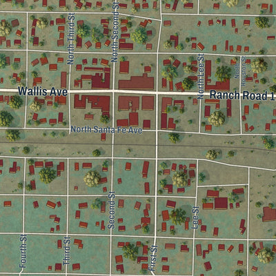Close-up of the map of Santa Anna, Texas print showing street and building detail