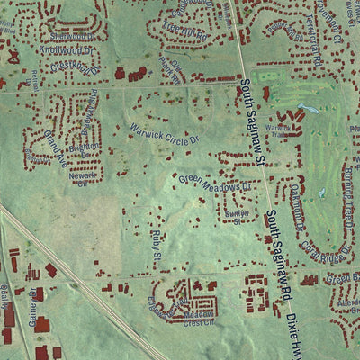 Close-up of the map of Grand Blanc, Genesee County, Michigan print showing street and building detail