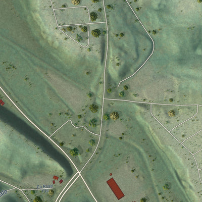 Close-up of the map of Sageville, Iowa print showing street and building detail