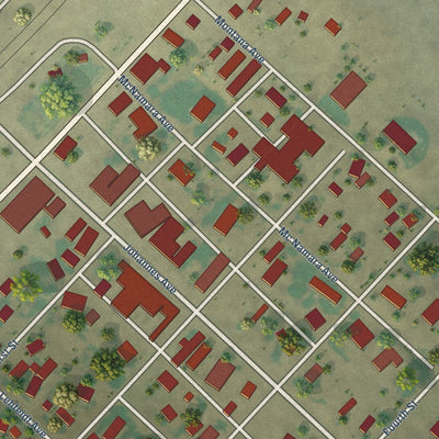 Close-up of the map of Big Sandy, Montana print showing street and building detail