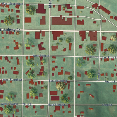 Close-up of the map of Vici, Oklahoma print showing street and building detail