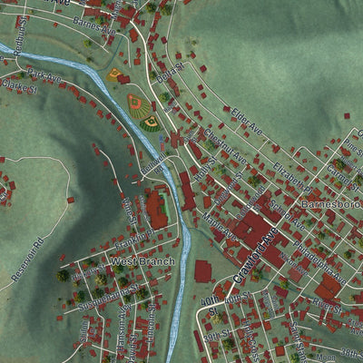 Close-up of the map of Northern Cambria, Pennsylvania print showing street and building detail