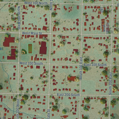 Close-up of the map of Richmond, Utah print showing street and building detail