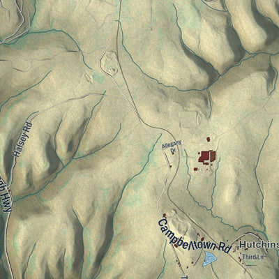 Close-up of the map of Sergeant, Pennsylvania print showing street and building detail