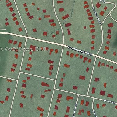 Close-up of the map of Garrett Park, Maryland print showing street and building detail