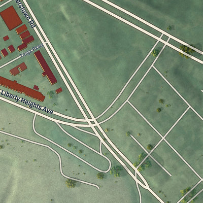 Close-up of the map of Liberty Square, Maryland print showing street and building detail