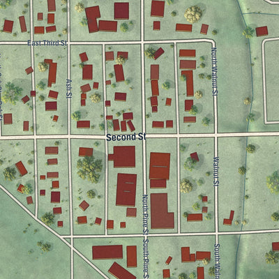 Close-up of the map of Lindsay, Nebraska print showing street and building detail