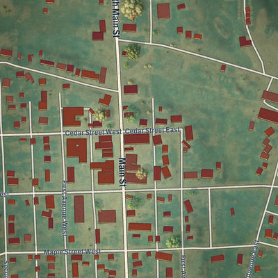 Close-up of the map of Gackle, North Dakota print showing street and building detail
