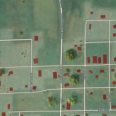 Close-up of the map of Livonia, Missouri print showing street and building detail