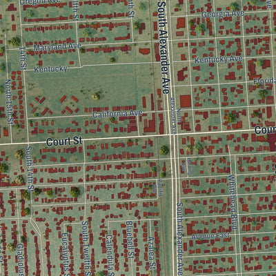 Close-up of the map of Port Allen, Louisiana print showing street and building detail