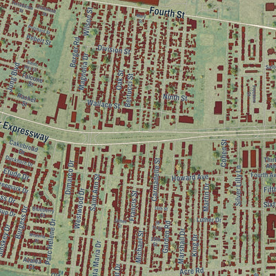 Close-up of the map of Marrero, Louisiana print showing street and building detail