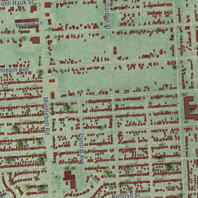 Close-up of the map of Garden City, Michigan print showing street and building detail