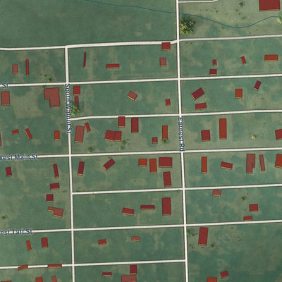Close-up of the map of Parker, Kansas print showing street and building detail