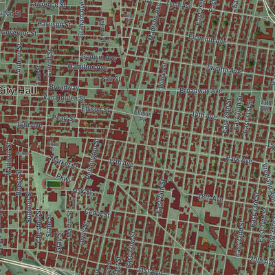 Close-up of the map of Paterson, New Jersey print showing street and building detail