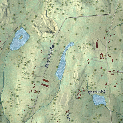Close-up of the map of Dimock, Pennsylvania print showing street and building detail