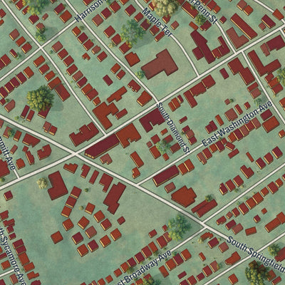 Close-up of the map of Clifton Heights, Pennsylvania print showing street and building detail