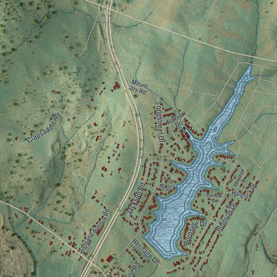 Close-up of the map of Mount Joy, Adams County, Pennsylvania print showing street and building detail