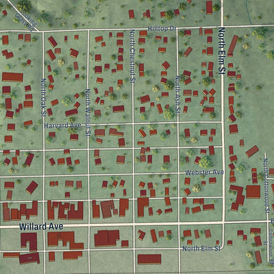Close-up of the map of Genoa, Nebraska print showing street and building detail