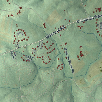 Close-up of the map of Newlin, Pennsylvania print showing street and building detail