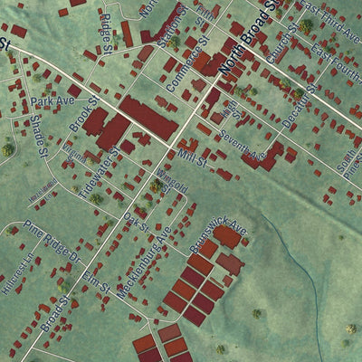 Close-up of the map of Kenbridge, Virginia print showing street and building detail