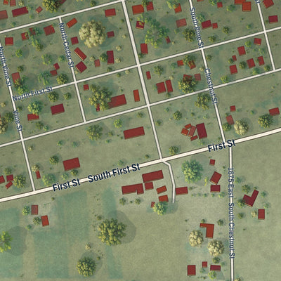 Close-up of the map of Gays, Illinois print showing street and building detail