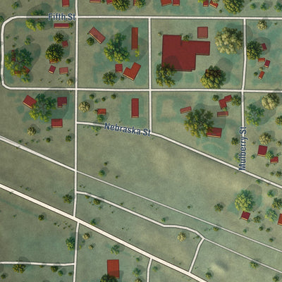 Close-up of the map of Cody, Nebraska print showing street and building detail