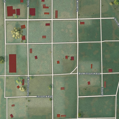 Close-up of the map of Worthington, Missouri print showing street and building detail
