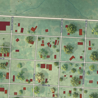 Close-up of the map of Collins, Missouri print showing street and building detail