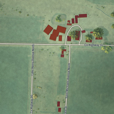 Close-up of the map of Spring Hill, Minnesota print showing street and building detail