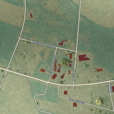Close-up of the map of Stuckey, South Carolina print showing street and building detail