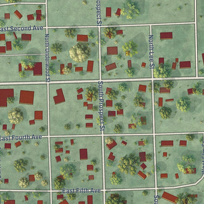 Close-up of the map of Bryant, South Dakota print showing street and building detail