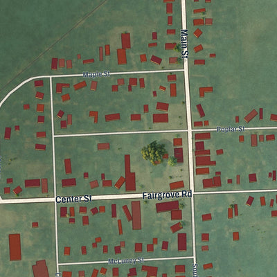 Close-up of the map of Fairgrove, Michigan print showing street and building detail