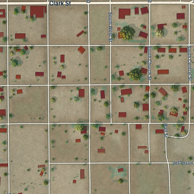 Close-up of the map of Elida, New Mexico print showing street and building detail