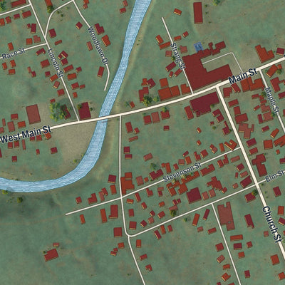 Close-up of the map of the Borough of Westfield, Tioga County, Pennsylvania print showing street and building detail