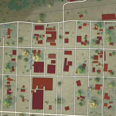 Close-up of the map of Lyman, Nebraska print showing street and building detail