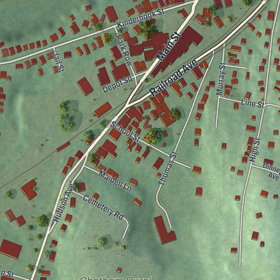 Close-up of the map of the Village of Chatham, New York print showing street and building detail