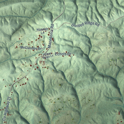 Close-up of the map of Ragland, Alabama print showing street and building detail