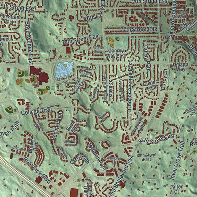Close-up of the map of Inver Grove Heights, Minnesota print showing street and building detail