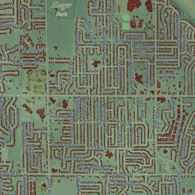 Close-up of the map of Georgetown, Michigan print showing street and building detail