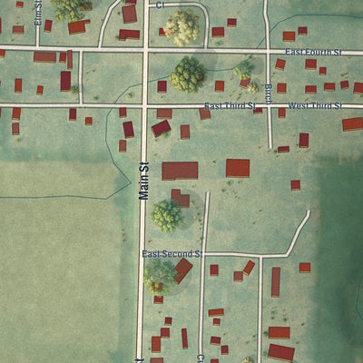Close-up of the map of Liebenthal, Kansas print showing street and building detail