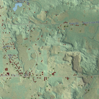 Close-up of the map of Meeme, Wisconsin print showing street and building detail