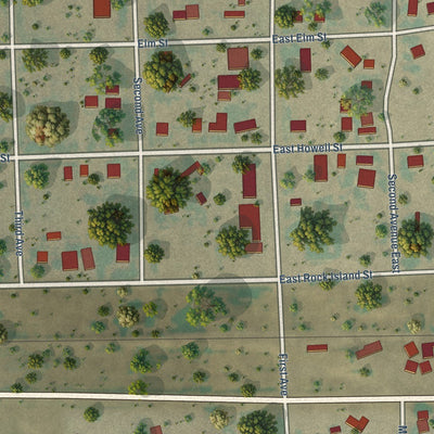 Close-up of the map of Vona, Colorado print showing street and building detail