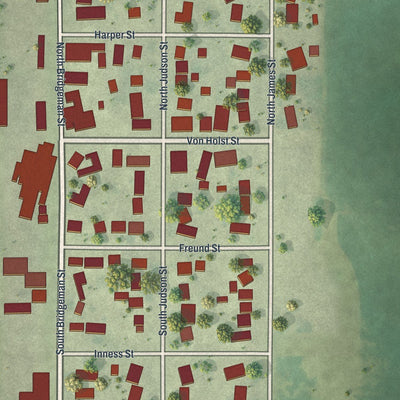 Close-up of the map of Northrop, Minnesota print showing street and building detail