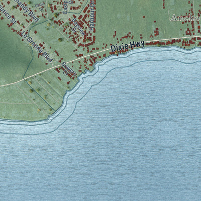 Close-up of the map of Ira, Michigan print showing street and building detail