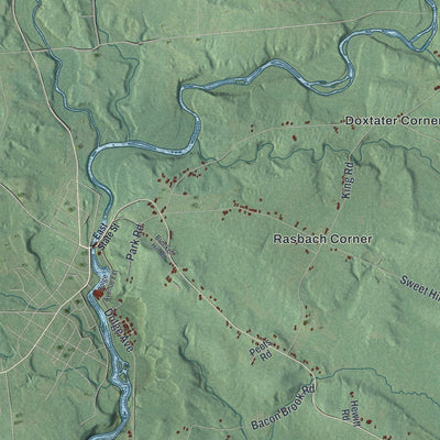 Close-up of the map of Oppenheim, New York print showing street and building detail