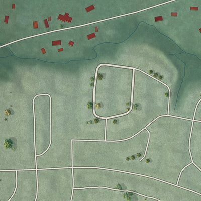 Close-up of the map of Rocky Hill, New Jersey print showing street and building detail