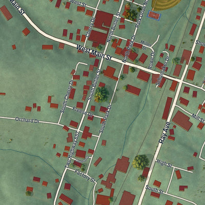 Close-up of the map of Baltic, Ohio print showing street and building detail