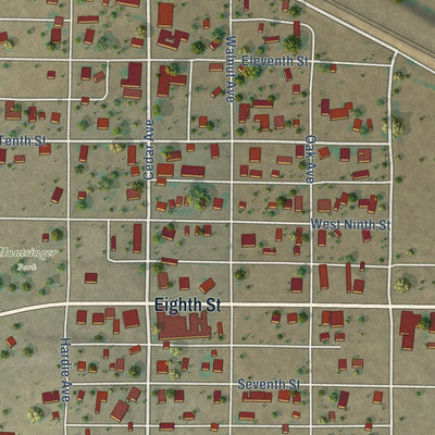 Close-up of the map of Vaughn, New Mexico print showing street and building detail