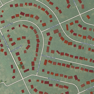 Close-up of the map of Westwood, Kentucky print showing street and building detail