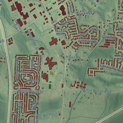 Close-up of the map of Arlington, Tennessee print showing street and building detail